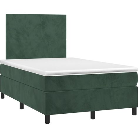 vidaXL Giroletto a Molle con Materasso Verde Scuro 120x190 cm Velluto (1/5)