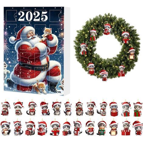 Adventskalender für Katzenliebhaber, 24 Tage, 2D-Acryl, niedliche Dekorationen – Weihnachtskalender, Countdown-Kalender, für Thanksgiving, Feiertage, Geburtstage, Partys (1/5)