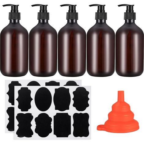 5 Pcs Distributeurs de Savon, 500ml Bouteilles de Shampooing à Remplir, Distributeur de Pompe Vide, Flacons Pompe, Distributeur de Lotion, Distributeurs de Liquide pour Lotion Gel Shampoing (1/5)