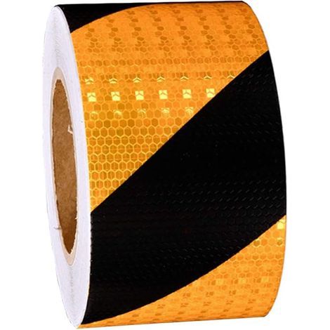 Flatterband Gelb Schwarz Reflektorband Selbstklebend Klebeband Schwarz Gelb Reflektierende Aufkleber Nacht Reflektorband Warnmarkierung Sicherheit,5 cm x 15 m (1/5)