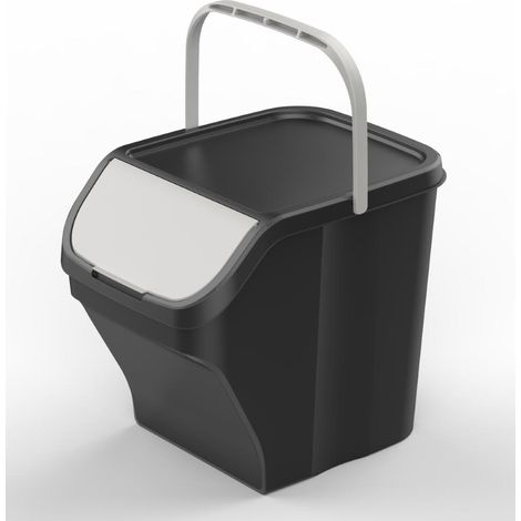 Pattumiera Raccolta Differenziata 25 Litri con maniglia Colore Grigio Corpo NERO Colore Grigio - Corpo Nero (1/5)