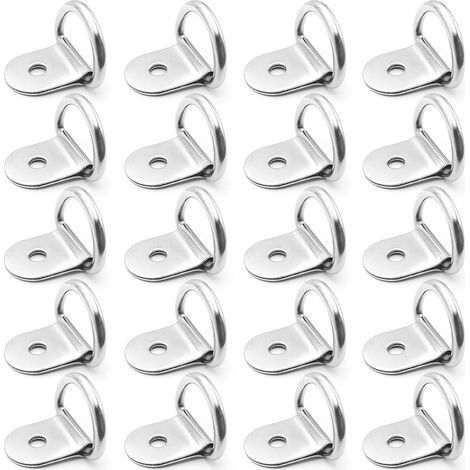 Anneaux D'arrimage INOX 20 Pièces Anneaux D'arrimage en D Ancrage Anneaux Arrimage pour Remorques Machinerie Lourde Outils Électriques Camping 36x25mm Argent (1/5)