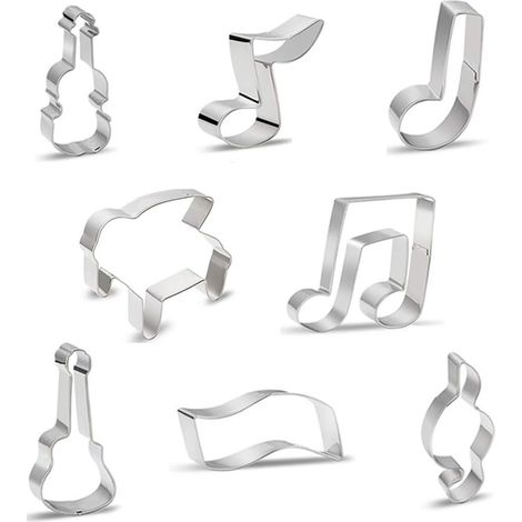 Emporte-pieces Notes de Musique - Acier Inoxydable - Pour Fondant Pâte à Biscuits Fruits - Décoration Gâteaux Cupcakes Cake Pops - Lot de 8 (1/5)