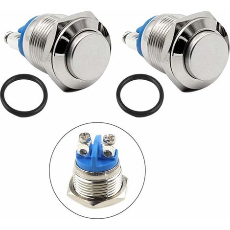 10Pcs Premium 16mm Interrupteur à Bouton-Poussoir Momentané à 2 Broches, Interrupteur à Bouton-Poussoir en Métal à Tête Haute Ronde, Interrupteur à Bouton Poussoir 3A 250V (1/5)