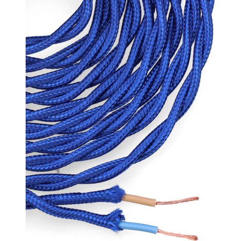 Cavo tessile intrecciato 2x0,75 mm C-75 Seta Blu 5 m (1/2)
