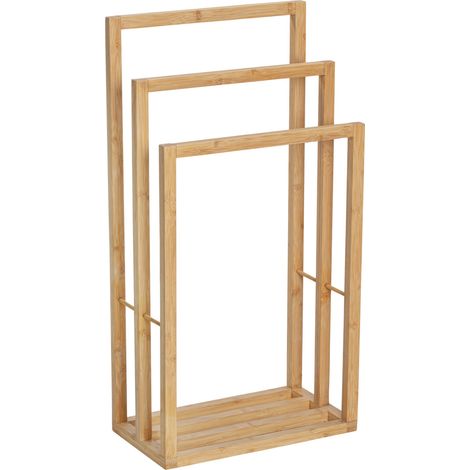 Porte-serviettes WENKO Bambusa bambou FSC 3 supports 42,5 x 82 cm porte-serviettes salle de bain en bambou support serviettes design pratique pour salle de bain et chambre élégant et naturel (1/5)