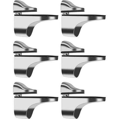 Staffe per mensole in vetro, 6 pezzi, morsetto per vetro con viti incluse, montaggio a parete, staffa metallica da parete per mensole in vetro da 3 a 18 mm, argento (1/5)