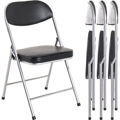 Chaise Pliante rembourrée, Lot de 4 chaises Pliantes Confortables en Aluminium, Noir, Assise et Dossier rembourrés, Acier - Dimensions : L 47 x H 79 x P 53 cm, Style : Moderne (1/5)