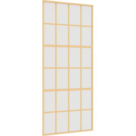Vidaxl – Porte coulissante dorée 90x205 cm en verre ESG dépoli et aluminium – Coulissement silencieux – Design moderne minimaliste – Pour espaces lumineux