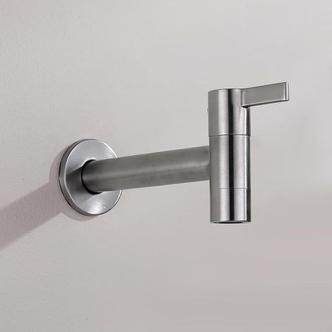 robinet mural eau froide exterieur en acier inoxydable 13.5CM, G 1/2" robinet pour salle de bain, balcon, jardin, buanderie Brossé (1/5)
