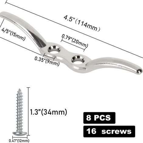 8-piece set of ship mooring hooks, metal ram's horn bolts, and metal bull's horn hooks for securing ropes. (1/5)