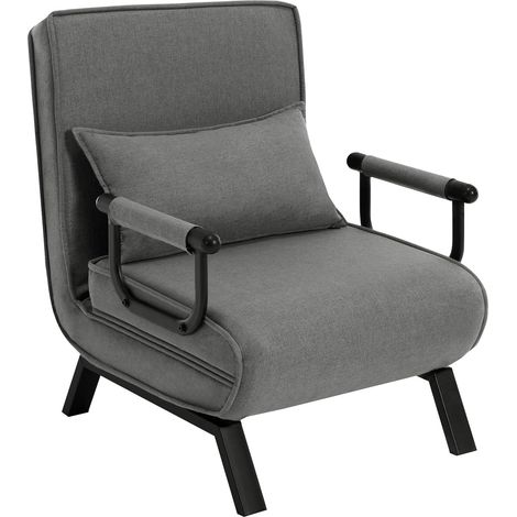 WOLTU Convertible Sofa Bed 3-in-1 Arm Chair Folding Recliner Sleeper Single Bed for Adults, Dark Grey