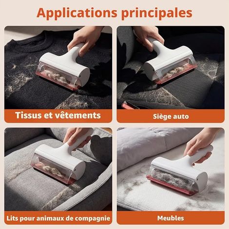 Pet Cat Dog Hair Removal Brush, Pet Hair Removal Brush, Pet Hair Roller for Sofa, Cat Tree, Car, Bed, Carpet Épilateur de poils de chat réutilisable pour canapé, tapis, lit, arbre à chat, voiture, la (1/4)