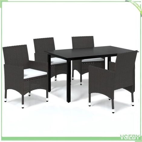 Ensemble à manger de jardin - FAFEICY - 3094993 - Résine tressée marron - Cadre aluminium - 4 places (1/5)