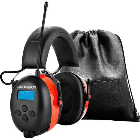 033A Casque Anti Bruit Radio, DAB+/FM Radio et Bluetooth sans fil, Protection Auditive Electronique Rechargeable, SNR 31dB/NRR 25dB, Pour Chantier, Atelier, Jardin et Tonte, Orange (1/5)