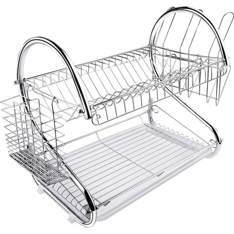 Deux Niveaux egouttoir Vaisselle, Égouttoir À Vaisselle pour Cuisine, Bols Plats Assiettes Porte-gobelet avec égouttoir -'Parent'-'- (1/5)
