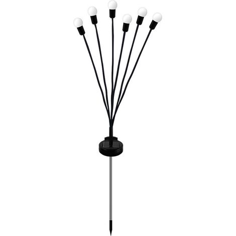 Ortviai Lampadaire solaire pour pelouse 6 têtes LED colorées, étanche, avec capteur crépusculaire intelligent et batterie intégrée