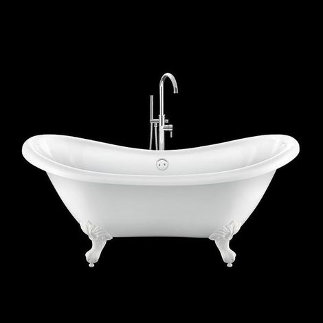 Baignoire sur pieds rétro DARLINGTON Blanche 175 cm Pieds d'Aigle Blancs