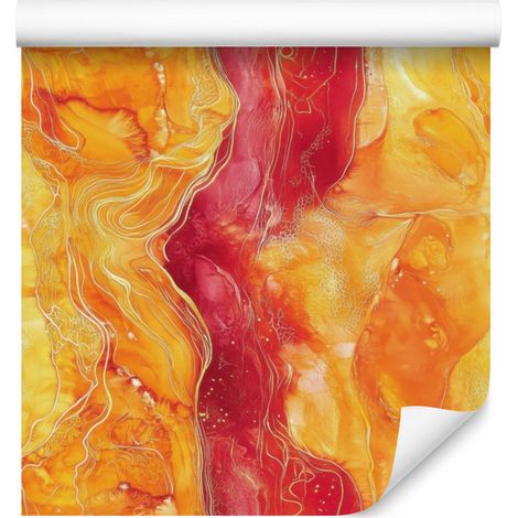 Carta da parati effetto inchiostro oro, rosso e pesca 50x1000 cm (1/5)