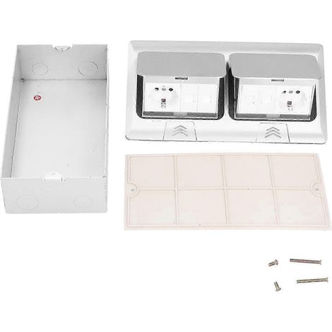 Prise de sol encastrable avec boîtier de montage, socle multiprise 250V 16A, accessoires électriques pour sol, kit de finition robuste, adapté aux installations murales et au sol. (1/4)