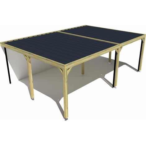 Carport bois • 7m x 5m • adossée • sens largeur • livraison comprise (1/3)