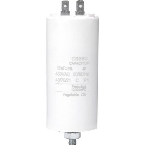 Condensateur de démarrage CBB60 35µF 450V avec écrou pour moteur de machine à laver (1/5)