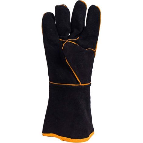 Gants de Soudeur en Cuir,Cuir avec coutures en kevlar,Gants résistants à la chaleur et au feu,Gants thermiques pour cheminée,poêle,four,grill,soudage,barbecue,support à marmite (1/5)