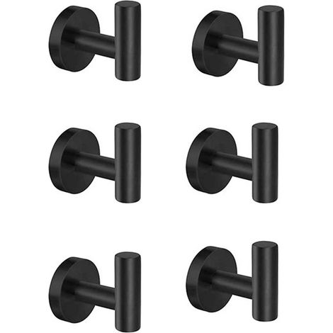 Crochet porte-serviettes de salle de bain, crochet porte-serviettes de bain en acier inoxydable, crochet porte-serviettes de bain et crochet porte-éponges noir (6 pièces) (1/5)