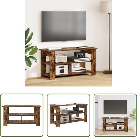 Bois d'ingénierie - Support de télévision Chêne fumé 100 x 40 x 50 cm (1/5)