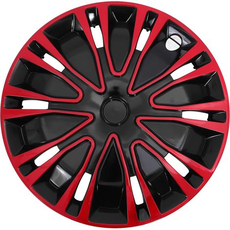 Enjoliveurs Décoratifs Jantes pour Voiture 13 Pouces Lot 4 Pièces Rouge et Noir Protection Cache-moyeux Automobile Extérieur Polyvalent Compatible Roues de Voiture (1/5)