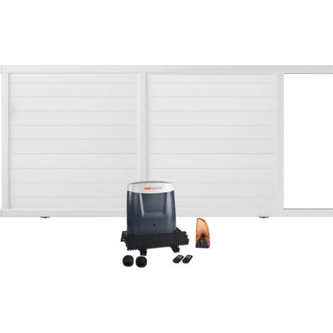 Portail coulissant électrique PVC blanc H 160 x L 350 ARLES - ouverture vers la droite