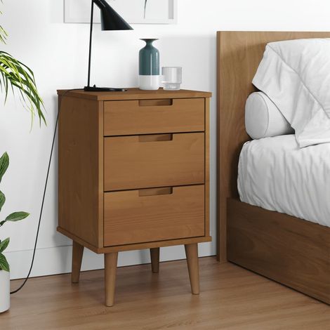 vidaXL Comodino Marrone MOLDE 40x35x65 cm in Legno Massello di
