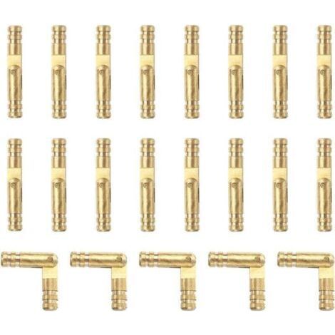 ALLIANDISLot de 20 charnières invisibles en laiton, 4 x 25 mm, petites charnières dissimulées pour boîtes à bijoux, boîtes à musique, dorées (1/5)