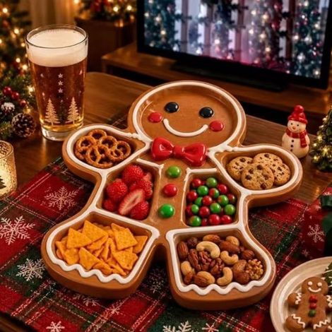 Servierplatte für Weihnachtssnacks – Unterteilte Festtags-Vorspeisenplatte – C –