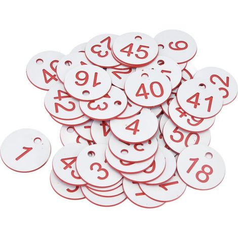 Lot de 50 étiquettes rondes numérotées en ABS pour ruche, avec trou, pour apiculture (1 à 50) (1/4)