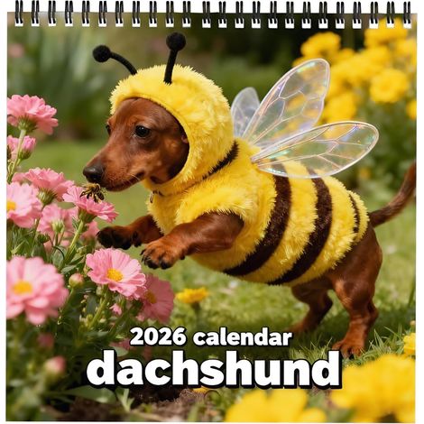 Calendrier mural 2026 teckel de janvier 2026 à décembre 2026 à décembre 2026 - Calendrier mural amusant à suspendre avec de jolies photos de teckel pour bureau, chambre à coucher (1/5)