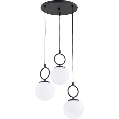 Suspension déco noire 3 globes blancs E14 SITRO Alfa (1/2)