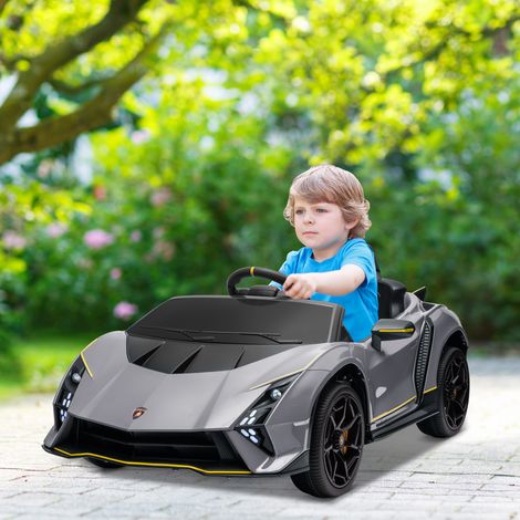 Coche Eléctrico para Niños Lamborghini Autentica con Batería 12V Mando a Distancia Faros Bocina Arranque Suave y Música MP3 Gris (1/5)