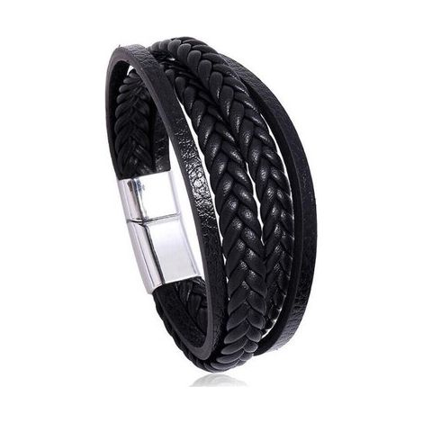 Bracelet en cuir pour homme, bracelet magnétique tissé (1/3)
