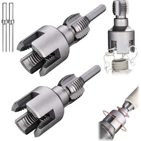 1/2'' and 3/4'' Integrated Internal & External Pipe Threading Tool, Convient Pour La Coupe De Filetage De Perceuse électrique, La Réparation De Tuyaux Et Dfayu (1/2"+3/4") (1/5)