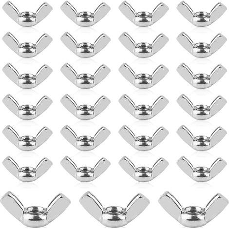 50 Pièces Ecrou Papillon M6 Ecrous à Ailette Filetage en Acier Inoxydable Écrous à Oreilles pour la Fixation Accessoire Bricolage Couleur Argent (1/5)