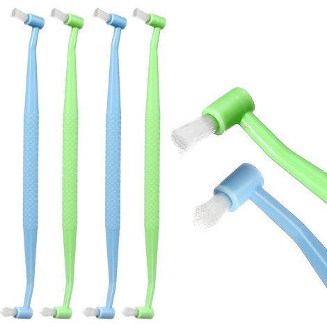 Lot de 8 brosses à dents intermédiaires à double embout pour le nettoyage buccal des appareils orthodontiques-16.00X2.00X0.50CM (1/4)