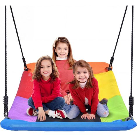balancoire nid d'oiseau, 152CM 326KG Balancoire Extérieur Enfant avec 2 Pièces Sangles De 3 Mètres, balancoire Ronde Suspendue Imperméable pour Plus d'enfants, Adultes (1/5)