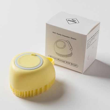 Brosse ronde pour chiens et chats, en silicone souple, pour un massage apaisant.