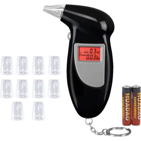 Éthylotest professionnel portable avec écran LED numérique, respirateur de précision, pack de 10 embouts buccaux inclus (1/3)
