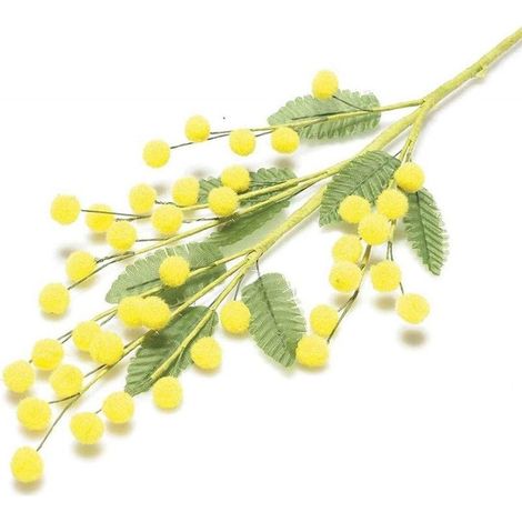 Branche De Mimosa Artificielle 6 Pièces Fleurs Jaunes Fausses Décorations De Fête Pour Femmes