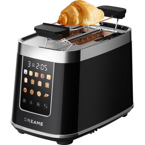 Dreame - ToastControl™ Smart-Toaste Schwarz- 1200 W - 5,3-Zoll-IMD-Touchscreen, motorisiertes Auto-Lift-Design mit Schnellkontrolle während des Bräunungsvorgangs, 8 Brotprogramme, 6 Bräunungsstufen (1/5)