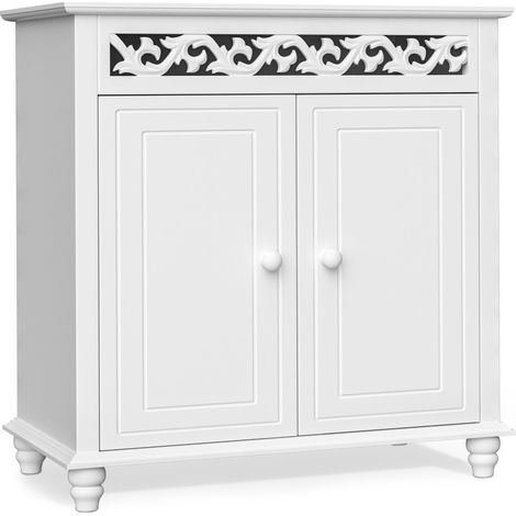CASARIA® Commode en bois Jersey Blanc vintage buffet dressoir campagnard armoire cottage 76x65x35cm highboard chambre couloir
