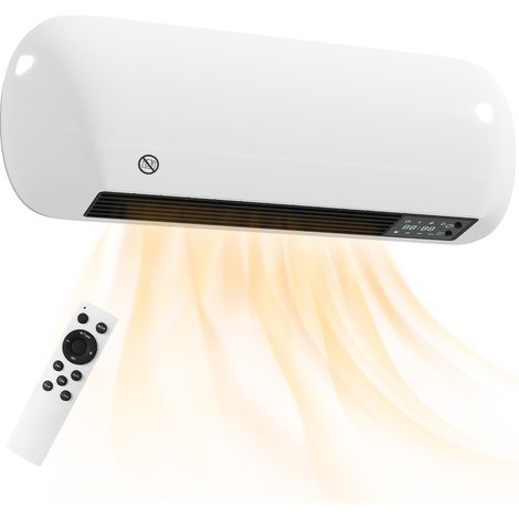 HOMCOM calefactor eléctrico de pared, 2000w, con 3 modos, pantalla led, termostato, temporizador 24h, oscilación y mando a distancia (1/5)