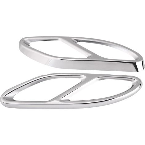 2pcs Garniture de Pot d'Echappement, Coque de Tuyau d'Echappement Garnitures Décorative Bordure Autocollant pour Arrière de Voiture Silencieux D'Échappement en Acier Inoxydable(Silver) (1/5)